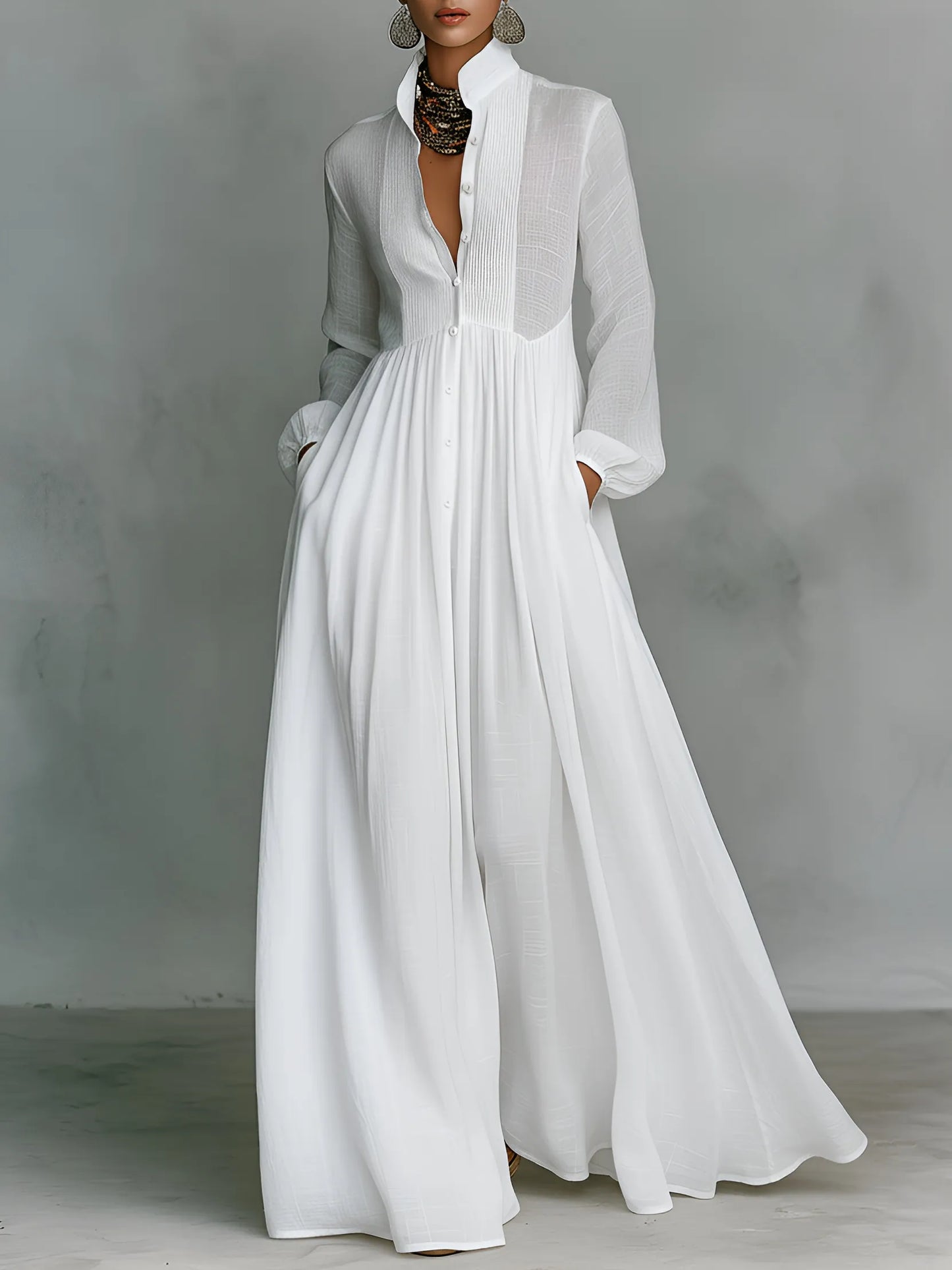 Vestido de Verano Largo Casual Elegante con Manga Larga