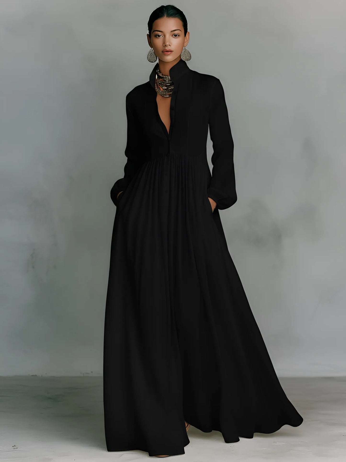 Vestido de Verano Largo Casual Elegante con Manga Larga
