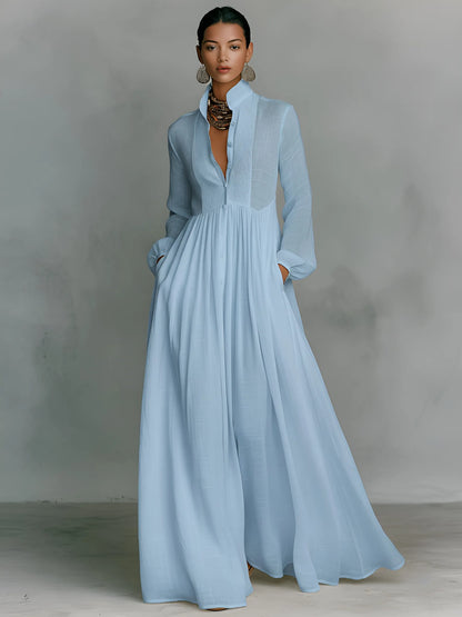 Vestido de Verano Largo Casual Elegante con Manga Larga
