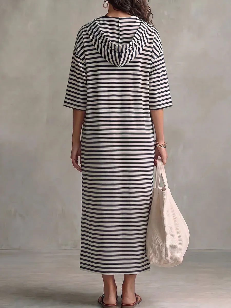 Vestido de Verano Largo Casual Manga Larga con Capucha