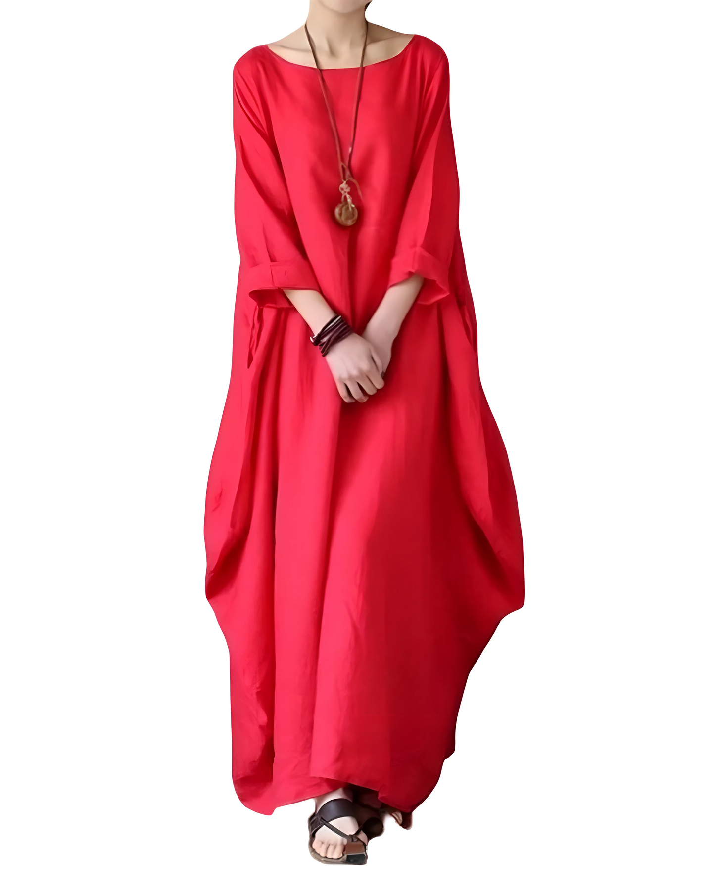 Vestido de Verano Largo Casual Minimalista con Manga Tres Cuartos