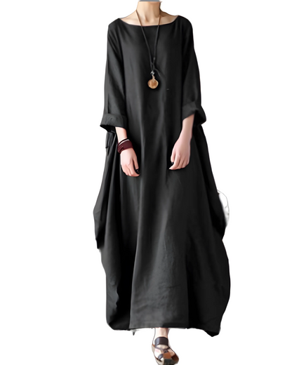 Vestido de Verano Largo Casual Minimalista con Manga Tres Cuartos