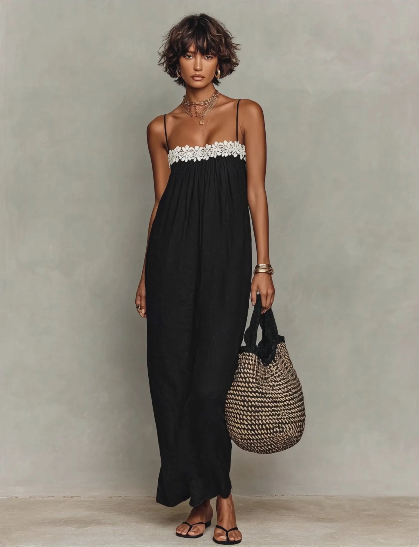 Vestido de Verano Largo Casual Tirantes con Encaje