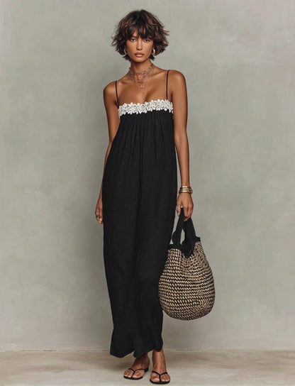 Vestido de Verano Largo Casual Tirantes con Encaje