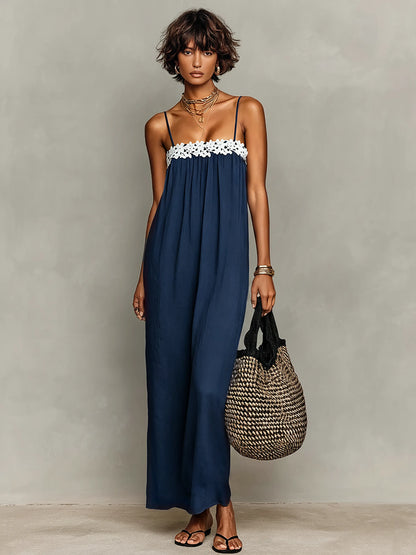 Vestido de Verano Largo Casual Tirantes con Encaje