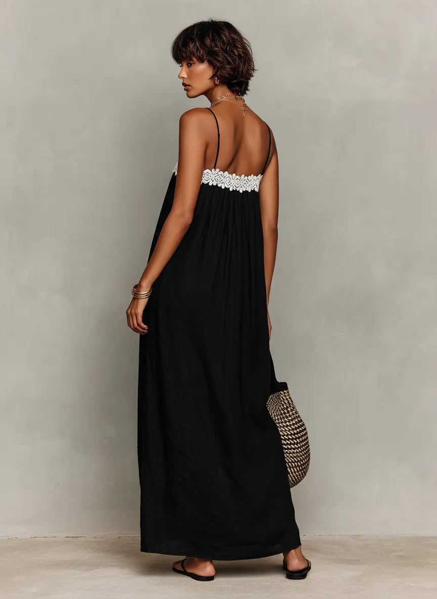 Vestido de Verano Largo Casual Tirantes con Encaje