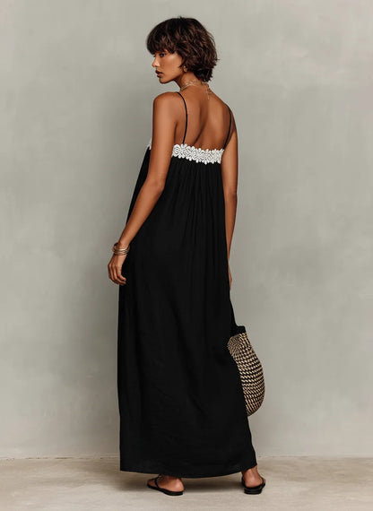 Vestido de Verano Largo Casual Tirantes con Encaje