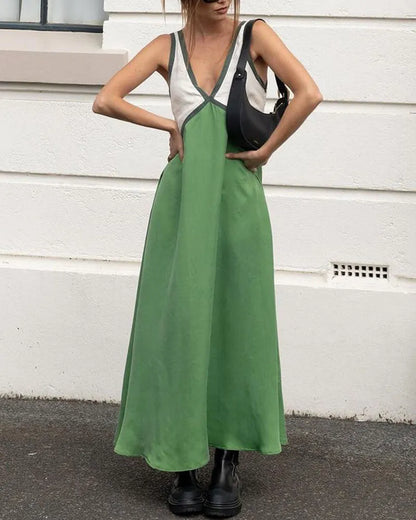 Vestido de Verano Largo Casual con Escote en V