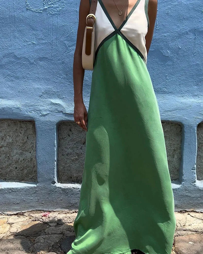 Vestido de Verano Largo Casual con Escote en V