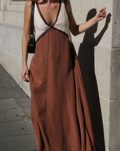 Vestido de Verano Largo Casual con Escote en V
