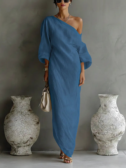 Vestido de Verano Largo Casual con Hombros Descubiertos
