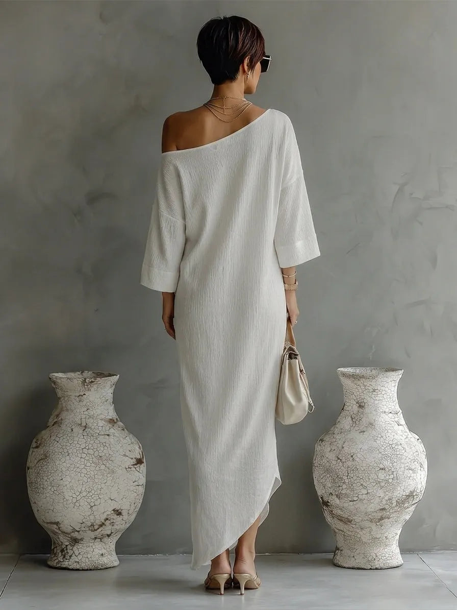 Vestido de Verano Largo Casual con Hombros Descubiertos