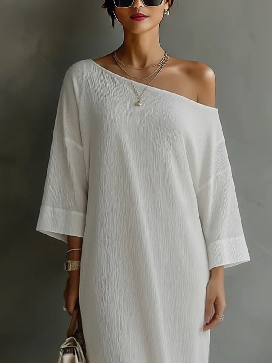 Vestido de Verano Largo Casual con Hombros Descubiertos