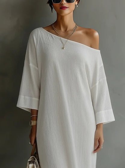 Vestido de Verano Largo Casual con Hombros Descubiertos