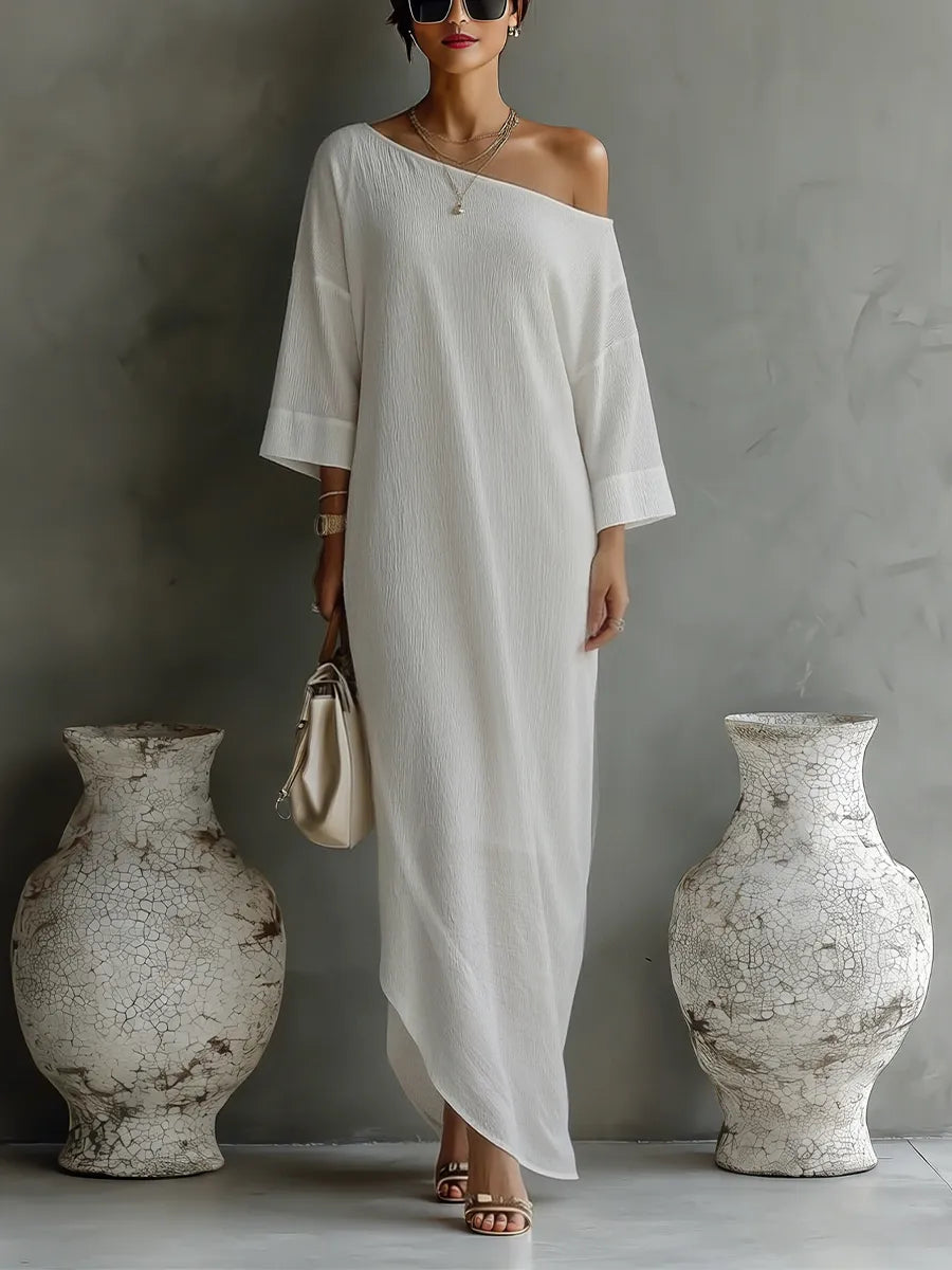 Vestido de Verano Largo Casual con Hombros Descubiertos