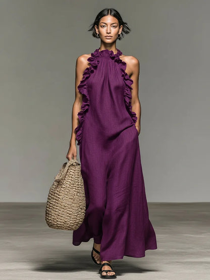 Vestido de Verano Largo Casual con Volantes