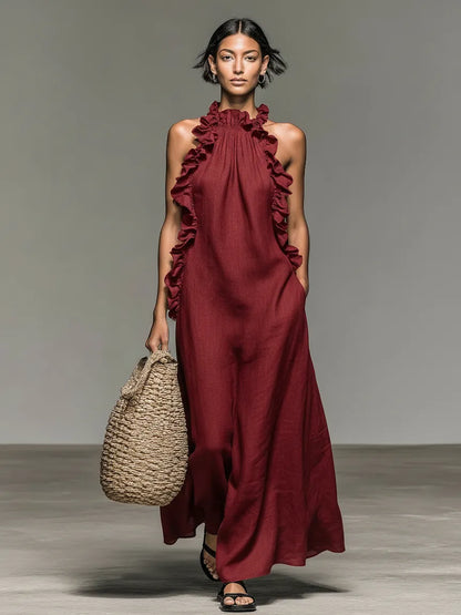 Vestido de Verano Largo Casual con Volantes
