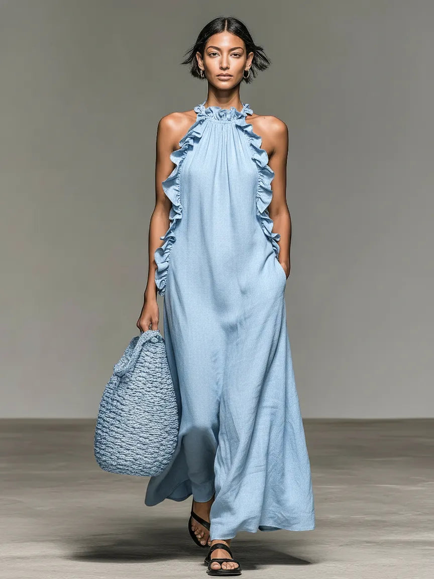Vestido de Verano Largo Casual con Volantes