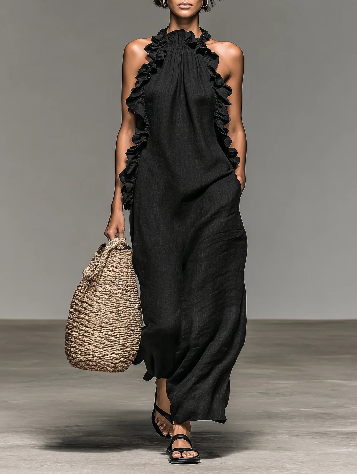 Vestido de Verano Largo Casual con Volantes