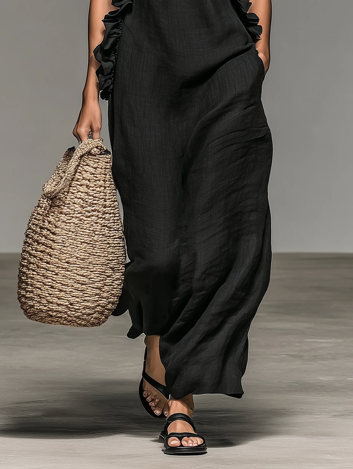 Vestido de Verano Largo Casual con Volantes
