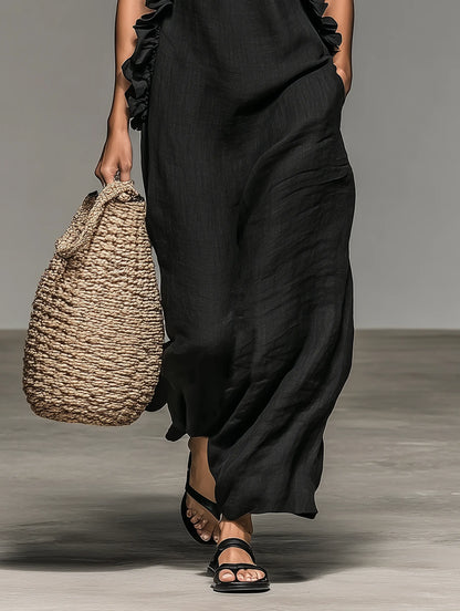 Vestido de Verano Largo Casual con Volantes