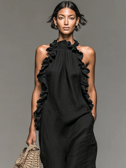 Vestido de Verano Largo Casual con Volantes