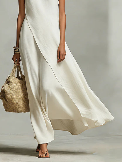 Vestido de Verano Largo Elegante Casual con Asimétrico