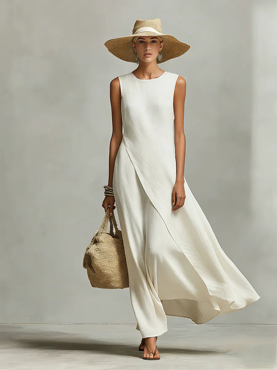 Vestido de Verano Largo Elegante Casual con Asimétrico