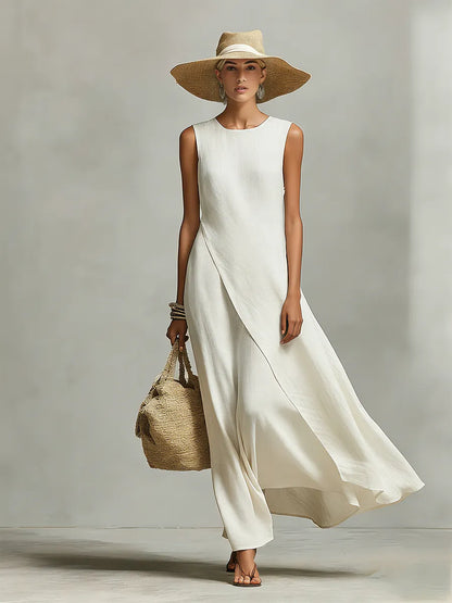 Vestido de Verano Largo Elegante Casual con Asimétrico