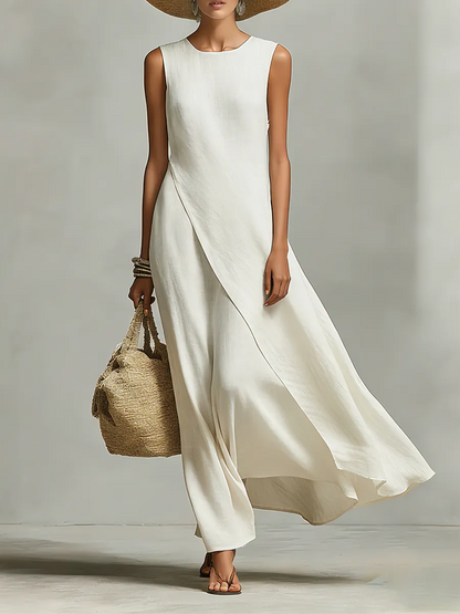Vestido de Verano Largo Elegante Casual con Asimétrico