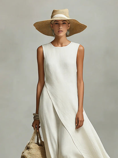 Vestido de Verano Largo Elegante Casual con Asimétrico