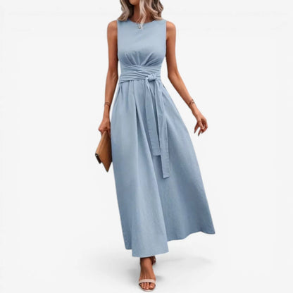 Vestido de Verano Largo Elegante Casual con Cintura Anudada