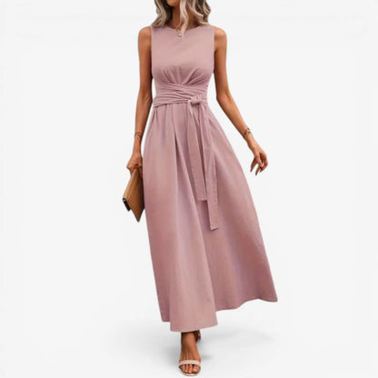 Vestido de Verano Largo Elegante Casual con Cintura Anudada