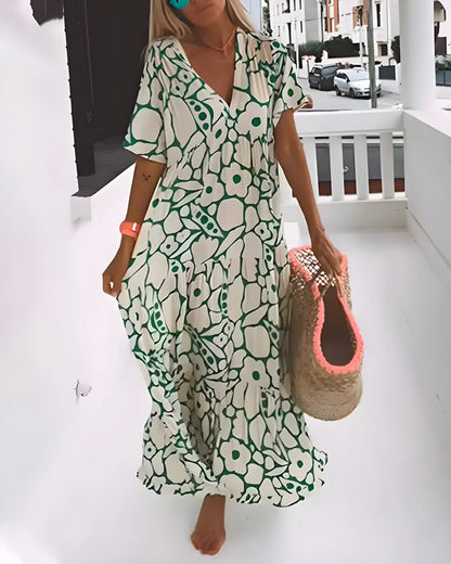 Vestido de Verano Largo Elegante Casual con Cuello en V