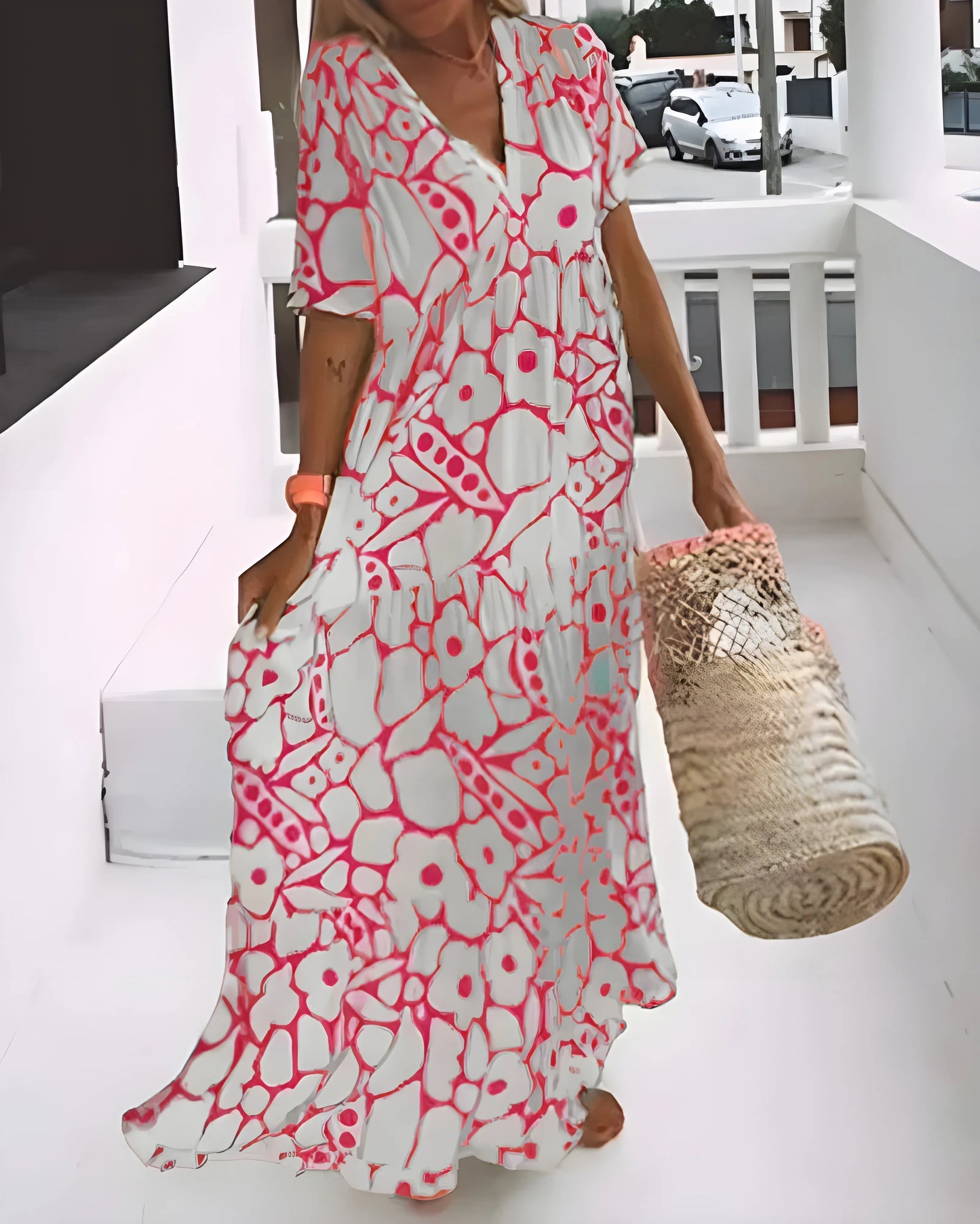 Vestido de Verano Largo Elegante Casual con Cuello en V