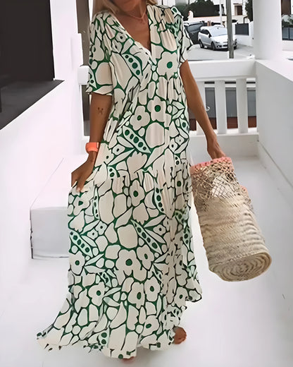 Vestido de Verano Largo Elegante Casual con Cuello en V