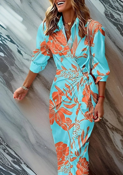 Vestido de Verano Largo Elegante Casual con Diseño Cruzado