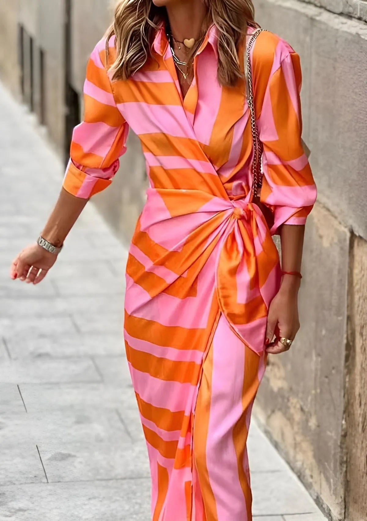Vestido de Verano Largo Elegante Casual con Diseño Cruzado
