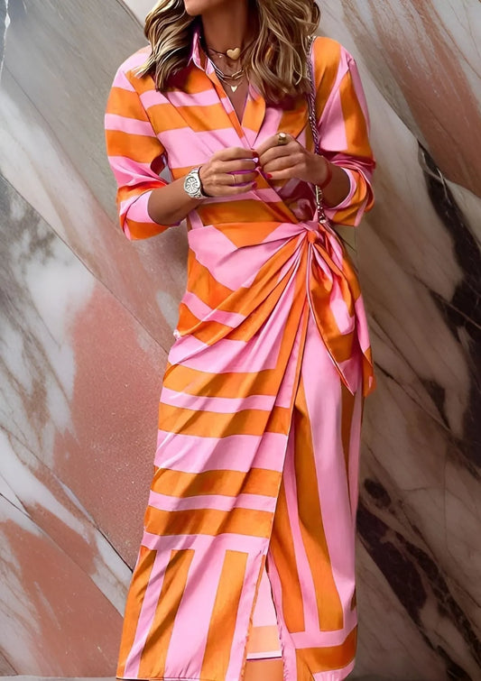 Vestido de Verano Largo Elegante Casual con Diseño Cruzado
