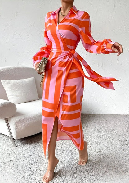Vestido de Verano Largo Elegante Casual con Diseño Cruzado