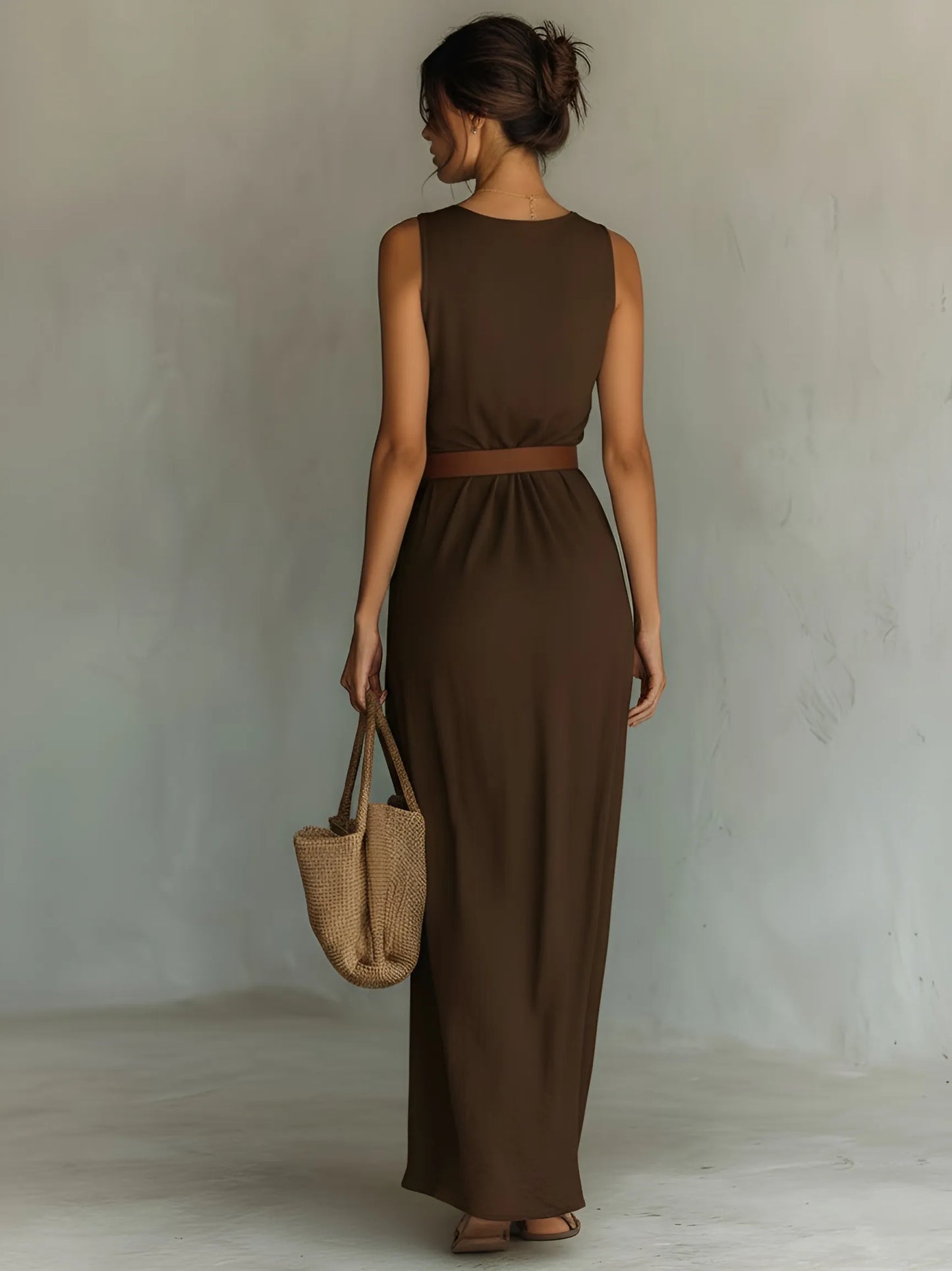 Vestido de Verano Largo Elegante Casual con Drapeado