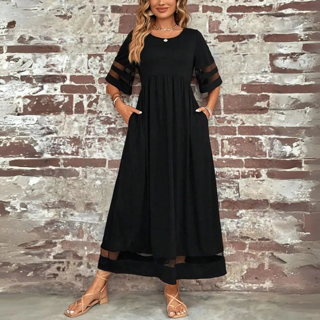 Vestido de Verano Largo Elegante Casual con Manga Corta