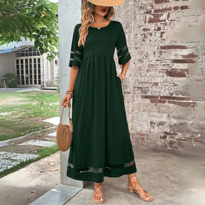 Vestido de Verano Largo Elegante Casual con Manga Corta