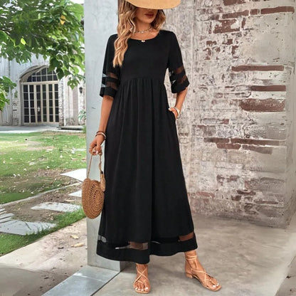 Vestido de Verano Largo Elegante Casual con Manga Corta