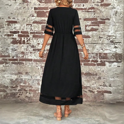 Vestido de Verano Largo Elegante Casual con Manga Corta