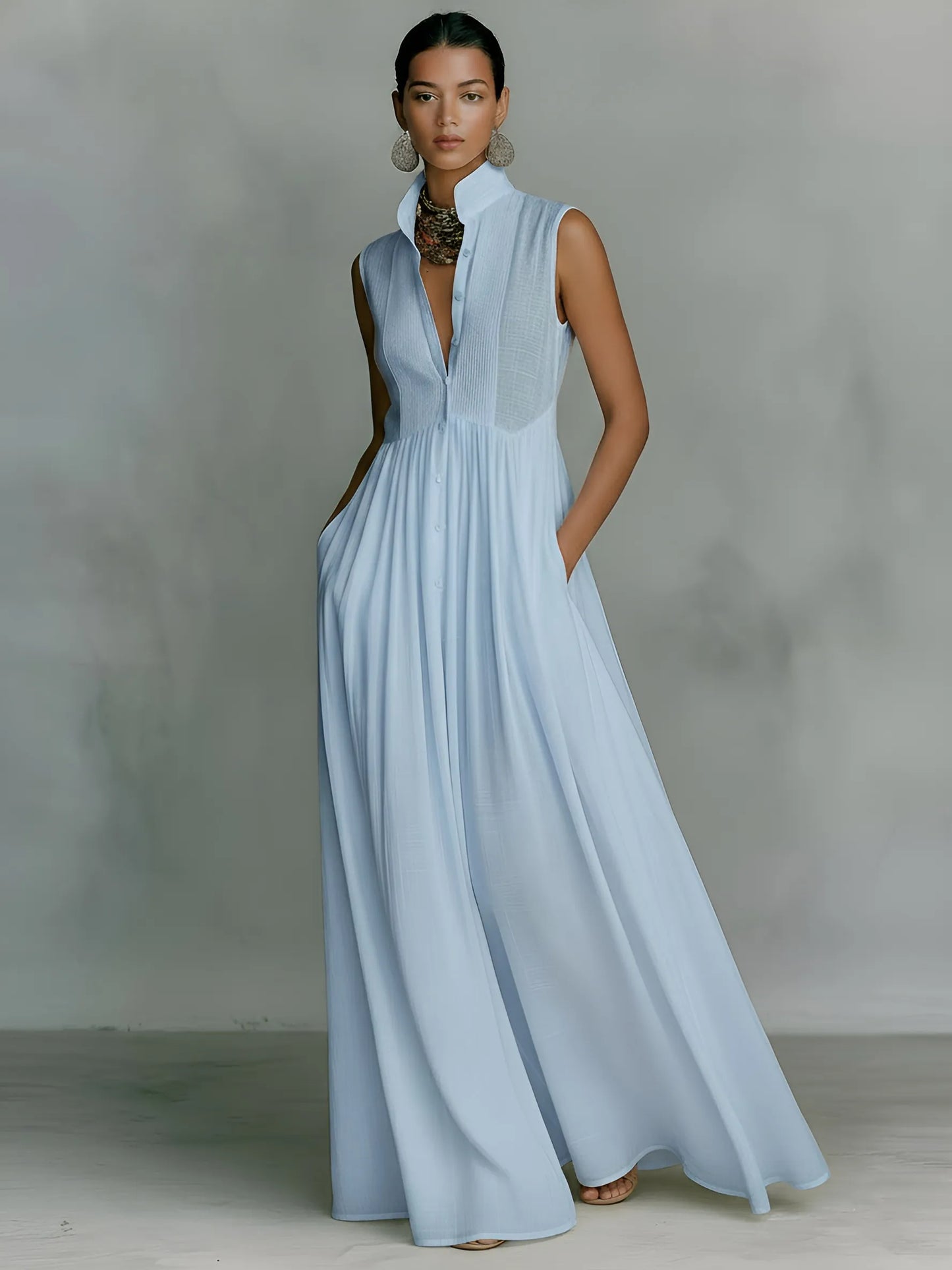 Vestido de Verano Largo Elegante Casual con Tirantes