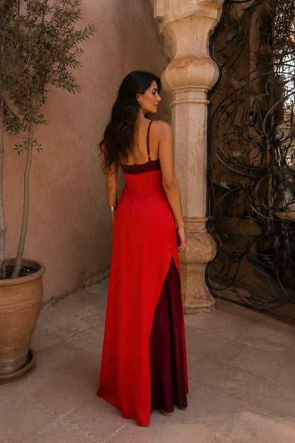 Vestido de Verano Largo Elegante Cuello Halter con Abertura