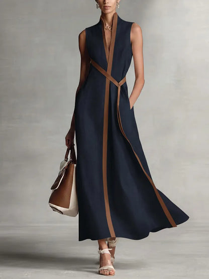 Vestido de Verano Largo Elegante Cuello Halter con Sin Mangas