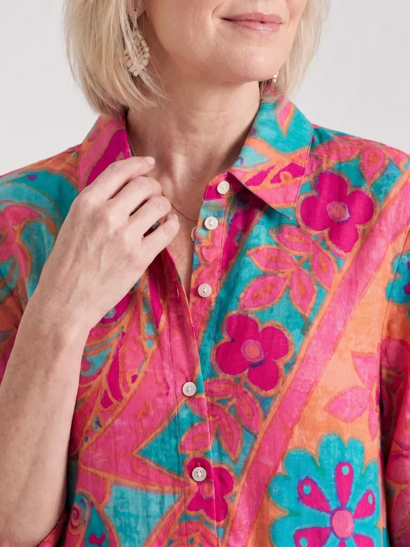 Vestido de Verano Largo Elegante Estampado con Botones