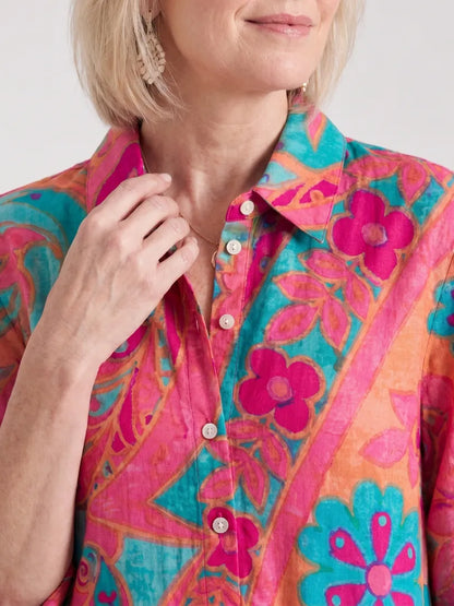 Vestido de Verano Largo Elegante Estampado con Botones